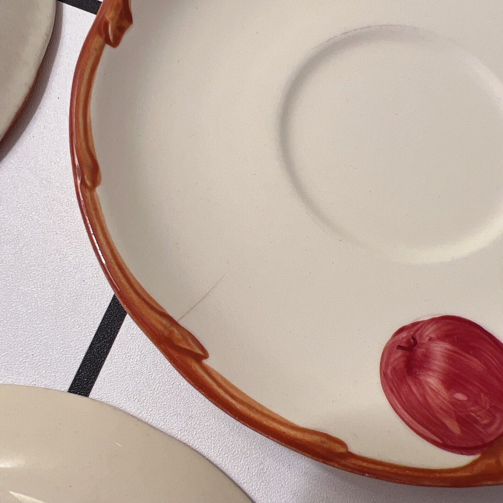 Lot of 6 Vintage Franciscan "Apple" Pattern Ceramic Saucers California USA - Picture 11 of 12
